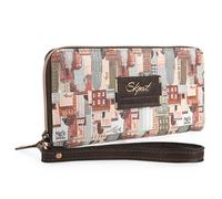 SKPAT - Cartera Monedero Grande de Mujer Con Cierre Central de Cremallera - Piel Eco, Marrón