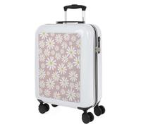 SKPAT - Maleta Mediana con 4 Ruedas Giratorias para Viajes Largos Tipo Trolley Ideal como Maletas de Viaje Grandes 23 Kilos y Maleta Viaje Mediana Resistentes, Blanco-Margaritas Rosa
