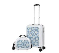 SKPAT - Maletas Medianas - Maleta Mediana 4 Ruedas, Maleta Viaje Mediana, Maletas De Viaje, Maleta Mediana. Maletas de Viaje Grandes 23 Kilos. Candado con combinacion, Blanco-Margaritas Azul