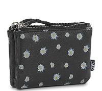 SKPAT - Monedero Mujer con Cremallera Segura Estilo Compacto Monedero Piel Autentica Print Pequeño Diseño Sofisticado Monedero Mujer Pequeño, Negro Margaritas