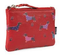 SKPAT - Monedero Mujer con Cremallera Segura Estilo Compacto Monedero Piel Autentica Print Pequeño Diseño Sofisticado Monedero Mujer Pequeño, Rojo