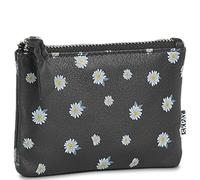 SKPAT - Monedero Mujer con Cremallera Segura Estilo Compacto Monedero Piel Autentica Print Pequeño Diseño Sofisticado Monedero Mujer Pequeño, Negro Margaritas