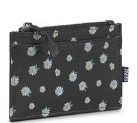SKPAT - Monedero Mujer con Cremallera Segura Estilo Compacto Monedero Piel Autentica Print Pequeño Diseño Sofisticado Monedero Mujer Pequeño, Negro Margaritas