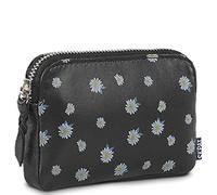 SKPAT - Monedero Mujer con Cremallera Segura Estilo Compacto Monedero Piel Autentica Print Pequeño Diseño Sofisticado, Negro Margaritas
