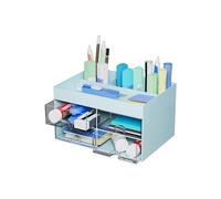 Skran Organizador Escritorio, multifuncionales Lapiceros para Escritorio Portalápices con 4 Cajones, Organizador Versátil con 4 Compartimentos para la Escuela, la Oficina y el Hogar (Azul)
