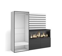 Skraut Home | Aparador | con Almacenamiento | 167x145x35 cm | Dormitorio, habitación | Chimenea eléctrica XXL | Vestidor Abierto | Estilo Moderno | Blanco