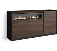 Skraut home Aparador efecto madera roble oscuro negro 156cm chimenea efecto fuego
