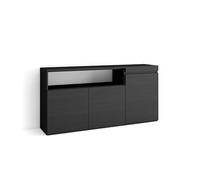 Skraut Home | Aparadores para salón | Gran Capacidad de almacenaje | 150x75x35cm | 3 Puertas | Armario, Zapatero | Estilo Moderno | Negro