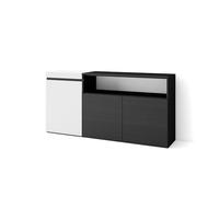 Skraut Home | Aparadores para salón | Gran Capacidad de almacenaje | 150x75x35cm | 3 Puertas | Armario, Zapatero | Estilo Moderno | Blanco y Negro