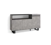 Skraut Home | Aparadores para salón | Gran Capacidad de almacenaje | 150x87x35cm | 3 Puertas | Diseño Industrial | Estilo Moderno | Cemento