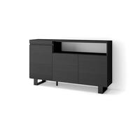 Skraut Home | Aparadores para salón | Gran Capacidad de almacenaje | 150x87x35cm | 3 Puertas | Diseño Industrial | Estilo Moderno | Negro