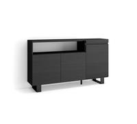 Skraut Home | Aparadores para salón | Gran Capacidad de almacenaje | 150x87x35cm | 3 Puertas | Diseño Industrial | Estilo Moderno | Negro