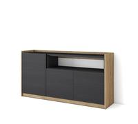 Skraut Home | Aparadores para salón | Gran Capacidad de almacenaje | 156x80x37 cm | 3 Puertas | Armario, Zapatero | Estilo Moderno | Negro y Roble