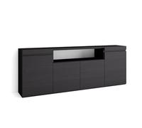 Skraut Home | Aparadores para salón | Gran capacidad de almacenaje | 200x75x35cm | 4 Puertas | Armario, zapatero | Estilo Moderno | Negro