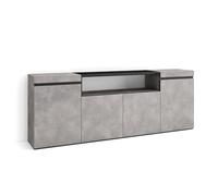 Skraut Home | Aparadores para salón | Gran Capacidad de almacenaje | 200x75x35cm | 4 Puertas | Armario, Zapatero | Estilo Moderno | Cemento