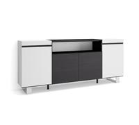 Skraut Home | Aparadores para salón | Gran Capacidad de almacenaje | 200x87x35cm | 4 Puertas | Diseño Industrial | Estilo Moderno | Blanco y Negro