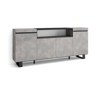 Skraut Home | Aparadores para salón | Gran Capacidad de almacenaje | 200x87x35cm | 4 Puertas | Diseño Industrial | Estilo Moderno | Cemento