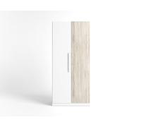Skraut Home Armario Estelle 2 Puertas con Cajonera Blanco/Roble 200x90x52,6 Cm