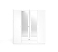 Skraut Home Armario Roma 4 Puertas Abatibles con 2 Cajones Blanco Mate 215,5x198x52,6 Cm