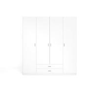 Skraut Home Armario Ropero Grande Roma 4 Puertas 2 Cajones Color Blanco Mate Habitación Dormitorio 216x198x53 Cm