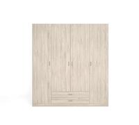 Skraut Home Armario Ropero Grande Roma 4 Puertas 2 Cajones Color Roble Habitación Dormitorio 216x198x53 Cm
