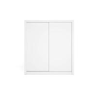 Skraut Home Armario Sava 2 Puertas correderas, Color balnco Mate, Estante y Colgador Interior, Habitación Matrimonio o Juvenil, 201x182x58,7 cm