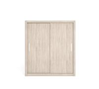 Skraut Home Armario Sava 2 Puertas correderas, Color Roble Claro, Estante y Colgador Interior, Habitación Matrimonio o Juvenil, 201x182x58,7 cm