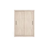 Skraut Home Armario Sava 2 Puertas Correderas Color Roble, Estante y Colgador Interior, Habitación Matrimonio o Juvenil 201x150,5x58,7 Cm