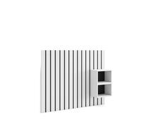 Skraut Home | Cabecero con mesitas | Listones Decorativos | 133x107x3 cm | Cama de 80,90,110 cm | con Almacenamiento | Estilo Moderno | Blanco