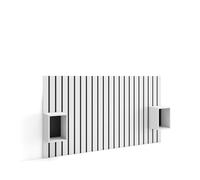 Skraut Home | Cabecero con mesitas | Listones Decorativos | 196x107x3 cm | Cama de 120,135,140 cm | con Almacenamiento | Estilo Moderno | Blanco