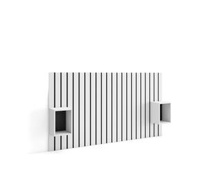 Skraut Home | Cabecero con mesitas | Listones Decorativos | 196x107x3 cm | Cama de 120,135,140 cm | con Almacenamiento | Estilo Moderno | Blanco