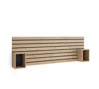 Skraut Home | Cabecero con mesitas | Listones Decorativos | 214x70x3 | Cama de 135,140,150,160 cm | con Almacenamiento | Estilo Moderno | Roble