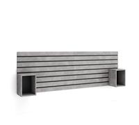 Skraut Home | Cabecero con mesitas | Listones Decorativos | 214x70x3 cm | Cama de 135,140,150,160 cm | con Almacenamiento | Estilo Moderno | Cemento