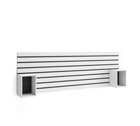 Skraut Home | Cabecero con mesitas | Listones Decorativos | 214x70x3 cm | Cama de 135,140,150,160 cm | con Almacenamiento | Estilo Moderno | Blanco