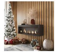SKRAUT HOME | Chimenea eléctrica LED | Sin Calor | 107x38x25cm | Salón - Comedor | Chimenea eléctrica LED | Estilo Moderno | Negro