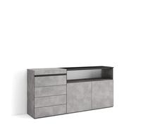 Skraut Home | Cómoda, Cajonera | Mueble Auxiliar | 157x75x35 cm | Dormitorio, habitación | con Almacenamiento | Estilo Moderno | Cemento
