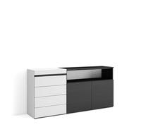 Skraut Home | Cómoda, Cajonera | Mueble Auxiliar | 157x75x35 cm | Dormitorio, habitación | con Almacenamiento | Estilo Moderno | Blanco y Negro
