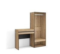 Skraut Home | Consola Entrada | Mueble con cajón | 130x145x35 cm | Recibidor | Vestidor Abierto | Estilo Moderno | Roble