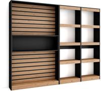 Skraut home Librería efecto madera roble y negro 230x25x186cm