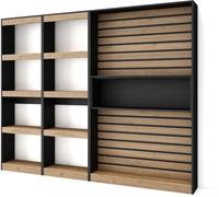 Skraut home Librería efecto madera roble y negro 230x25x186cm