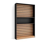 Skraut Home | Librería estantería | Estanteria Libros de Pared | 110x186x25cm | Salón - Comedor - Oficina | con Almacenaje | Estilo Moderno | Roble y Negro
