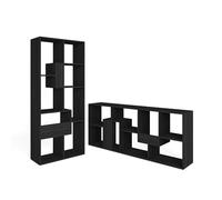 Skraut Home | Estantería de Diseño | 161 x 69 x 25 cm | Librería Vertical u Horizontal | Modelo ZIG|Zag | Fácil Montaje | Muy Resistente | Madera Negra