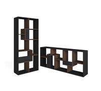 Skraut Home | Librería estantería | Estanteria Libros de Pared | 162x67x31cm | con Almacenaje | Estilo Moderno | Negro y Roble Oscuro