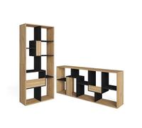 Skraut Home | Librería estantería | Estanteria Libros de Pared | 162x67x31cm | con Almacenaje | Estilo Moderno | Roble y Negro