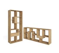 Skraut Home | Librería estantería | Estanteria Libros de Pared | 162x67x31cm | con Almacenaje | Estilo Moderno | Roble