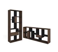 Skraut Home | Librería estantería | Estanteria Libros de Pared | 162x67x31cm | con Almacenaje | Estilo Moderno | Roble Oscuro y Negro