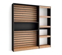 Skraut Home | Librería estantería | Estanteria Libros de Pared | 170x186x25cm | Salón - Comedor - Oficina | con Almacenaje | Estilo Moderno | Roble y Negro