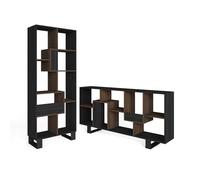 Skraut Home | Librería estantería | Estanteria Libros de Pared | 174x67x31cm | Diseño Industrial | Estilo Moderno | Negro y Roble Oscuro