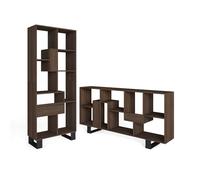 Skraut Home | Librería estantería | Estanteria Libros de Pared | 174x67x31cm | Diseño Industrial | Estilo Moderno | Roble Oscuro