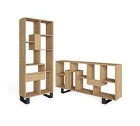 Skraut Home | Librería estantería | Estanteria Libros de Pared | 174x67x31cm | Diseño Industrial | Estilo Moderno | Roble